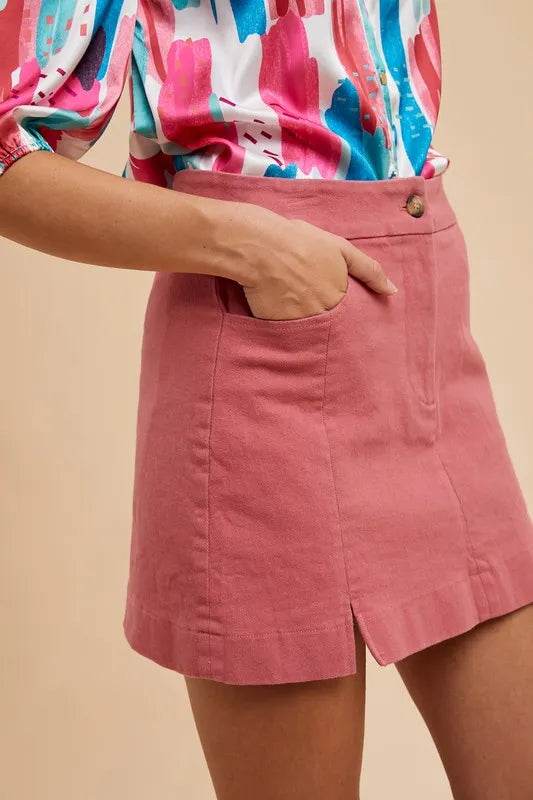 Annie Wear Comfort Stretch Cotton Slit Detailed Mini Skirt - Shop Style & More | Fresh Looks, Everyday Deals & Free Shipping
