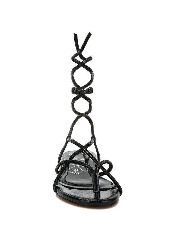 Babbity Rhinestone Embellished Lace-Up Sandals - Shop Style & More | Fresh Looks, Everyday Deals & Free Shipping