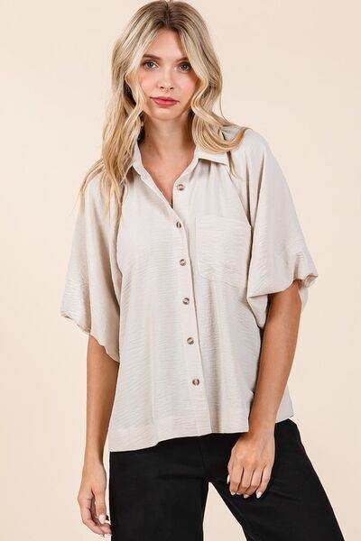Mittoshop Airflow Short Bubble Sleeve Button Down Shirt - Shop Style & More | Fresh Looks, Everyday Deals & Free Shipping