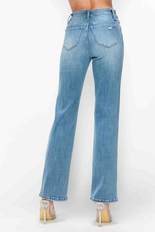 bytos Full Size Distressed High Rise Straight Jeans - Shop Style & More | Fresh Looks, Everyday Deals & Free Shipping