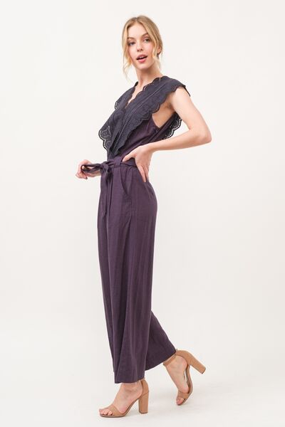 And The Why Laced Surplice Tie Waist Jumpsuit Jumpsuits