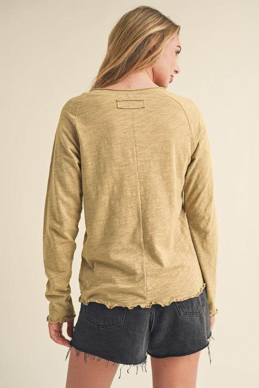 Aemi + Co Lettuce Hemline Round Neck Raglan Sleeve T-Shirt - Shop Style & More | Fresh Looks, Everyday Deals & Free Shipping