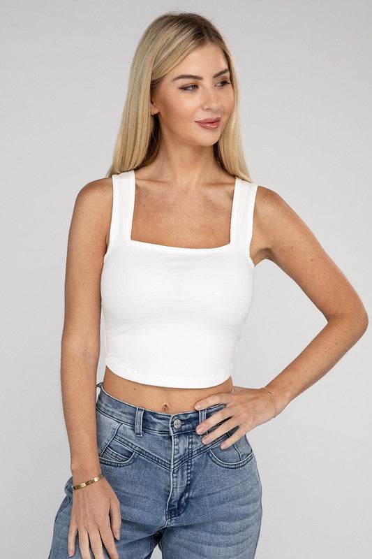 Cotton Square Neck Cropped Cami Top - Shop Style & More | Fresh Looks, Everyday Deals & Free Shipping