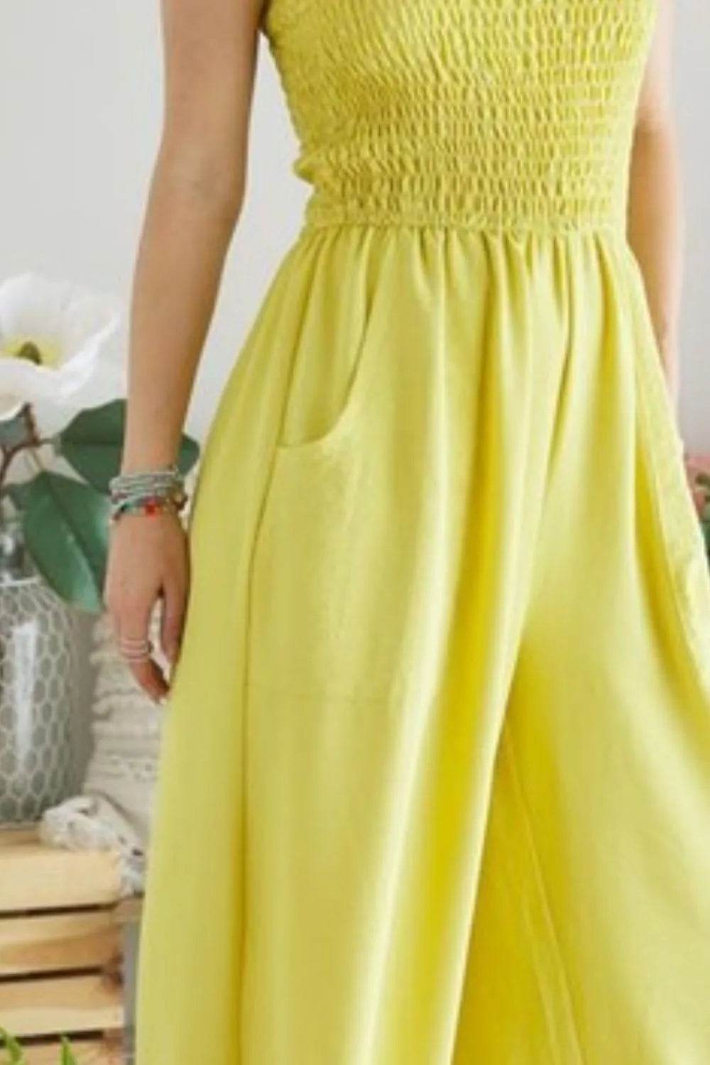 ADORA Smocking Top Wide Leg Jumpsuit - Shop Style & More | Fresh Looks, Everyday Deals & Free Shipping