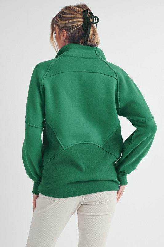 Aemi + Co Half Zip Raglan Sleeve Sweatshirt with Kangaroo Pocket - Shop Style & More | Fresh Looks, Everyday Deals & Free Shipping