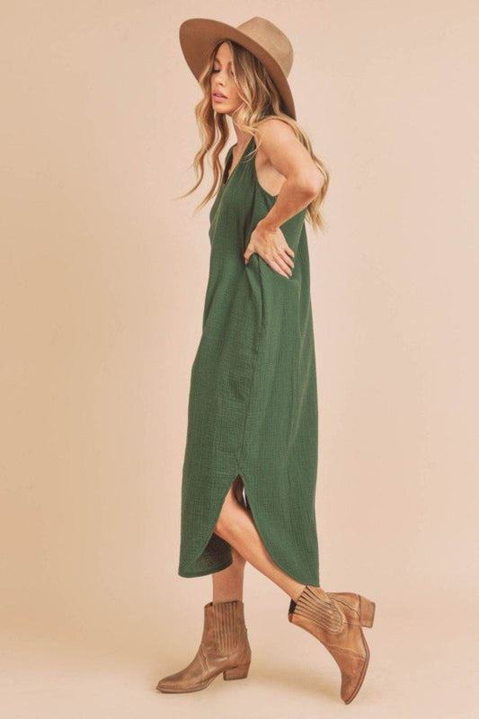 Aemi + Co Round Neck Midi Tank Dress with Pockets - Shop Style & More | Fresh Looks, Everyday Deals & Free Shipping