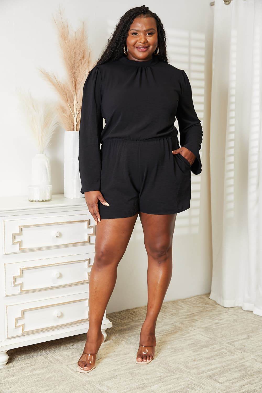 Culture Code Full Size Open Back Romper with Pockets - Shop Style & More | Fresh Looks, Everyday Deals & Free Shipping