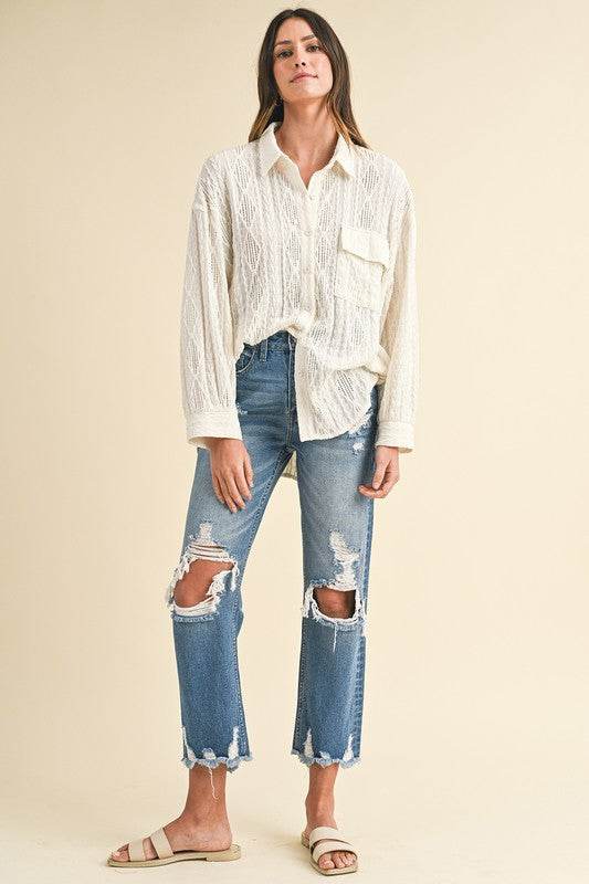 Annie Wear Distressed Raw Hem Cropped Jeans - Shop Style & More | Fresh Looks, Everyday Deals & Free Shipping