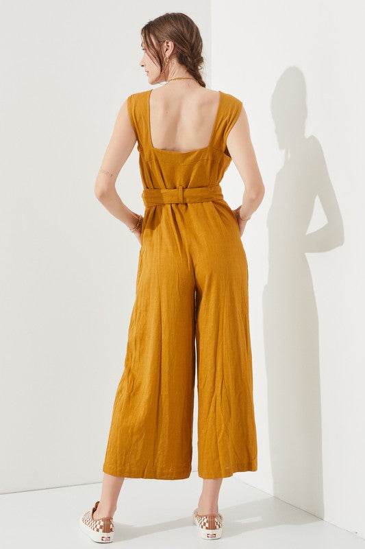 PLUS SLEEVELESS SQUARE NECK BUTTON ANKLE JUMPSUIT - Shop Style & More | Fresh Looks, Everyday Deals & Free Shipping
