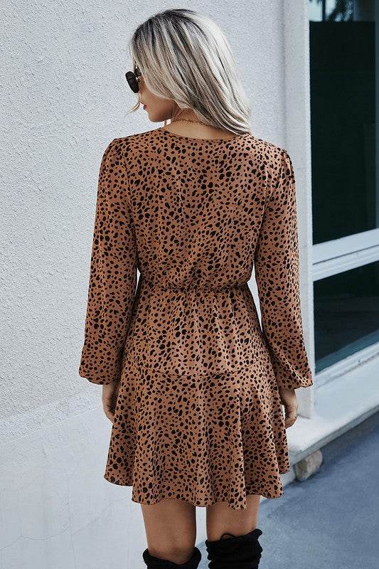 Leopard Print Waist Tie Belted Ruffle Hem Dress - Shop Style & More | Fresh Looks, Everyday Deals & Free Shipping