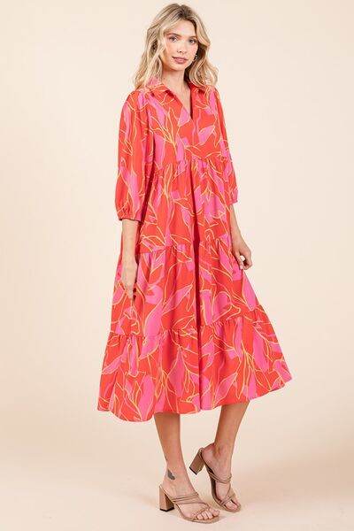 Mittoshop Tiered Printed Collared Neck Midi Dress - Shop Style & More | Fresh Looks, Everyday Deals & Free Shipping