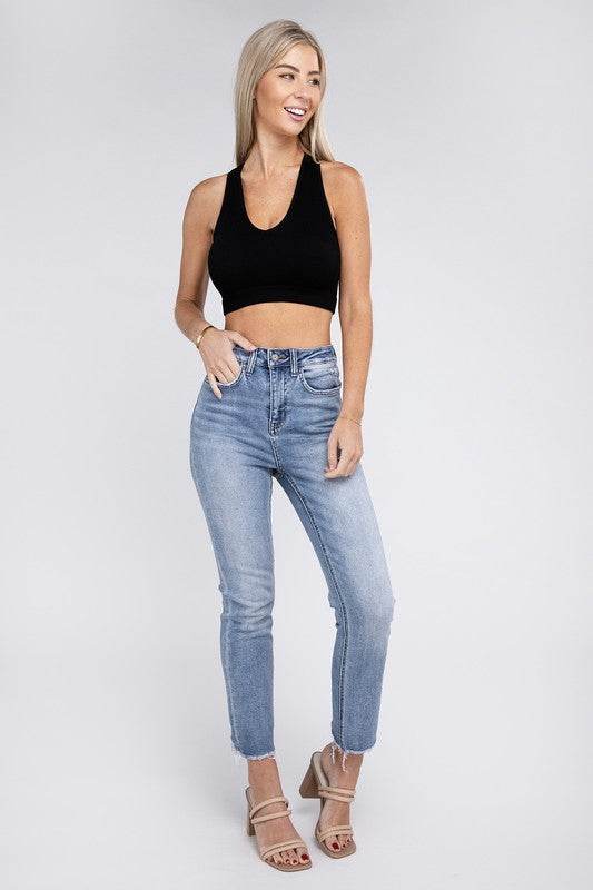 Ribbed Cropped Racerback Tank Top - Shop Style & More | Fresh Looks, Everyday Deals & Free Shipping
