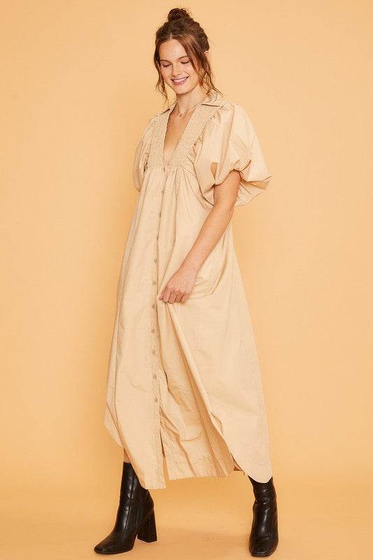 Annie Wear Smocked Puff Sleeve Midi Dress - Shop Style & More | Fresh Looks, Everyday Deals & Free Shipping