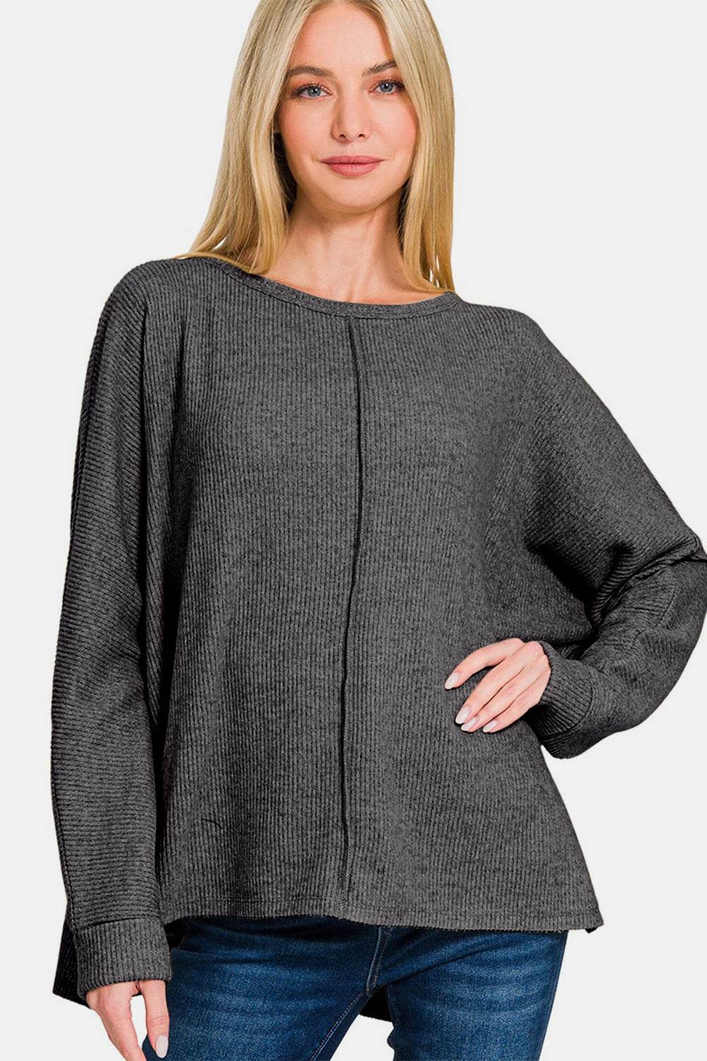 Zenana High-Low Side Slit Round Neck T-Shirt - Shop Style & More | Fresh Looks, Everyday Deals & Free Shipping