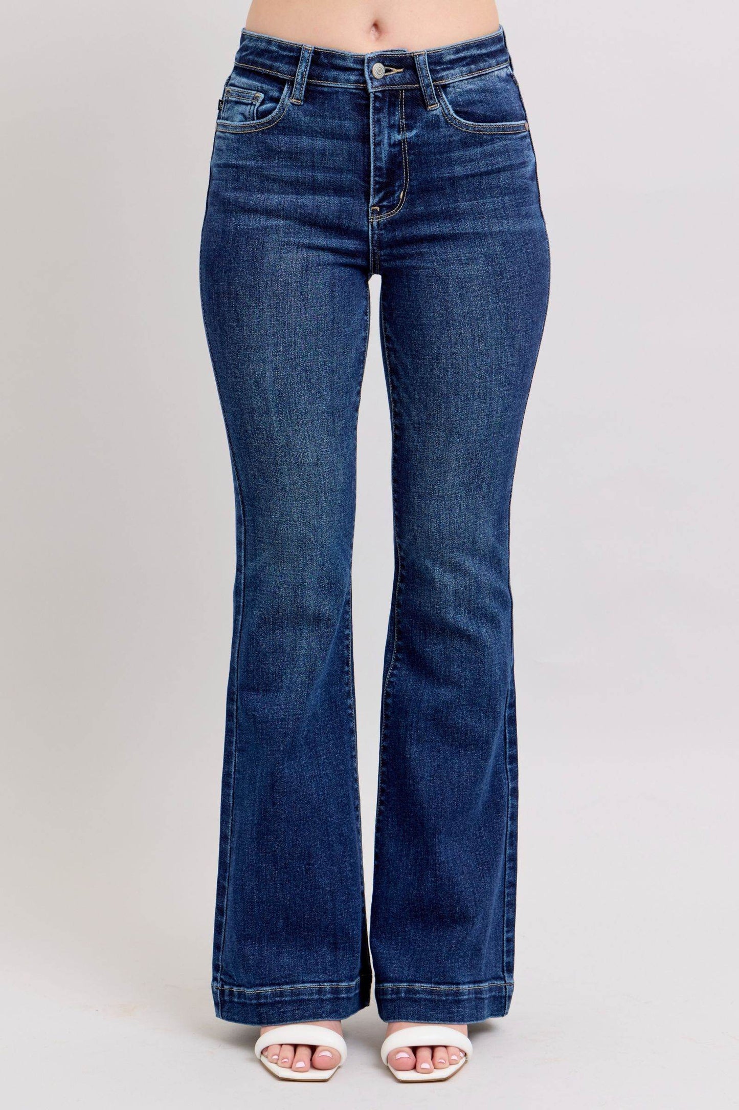 Judy Blue Full Size High Rise Flare Jeans with Pockets Plus Size - Shop Style & More | Fresh Looks, Everyday Deals & Free Shipping