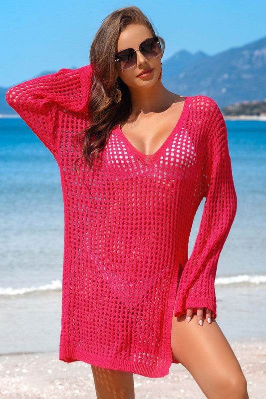 Crochet Side Split Beach Coverups Swimwear Dress - Shop Style & More | Fresh Looks, Everyday Deals & Free Shipping