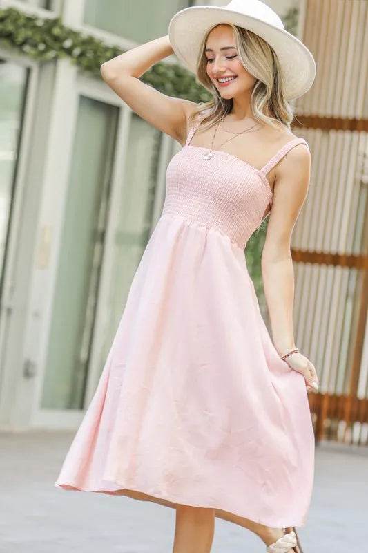 And The Why Smocking Open-Back Sleeveless Midi Dress - Shop Style & More | Fresh Looks, Everyday Deals & Free Shipping