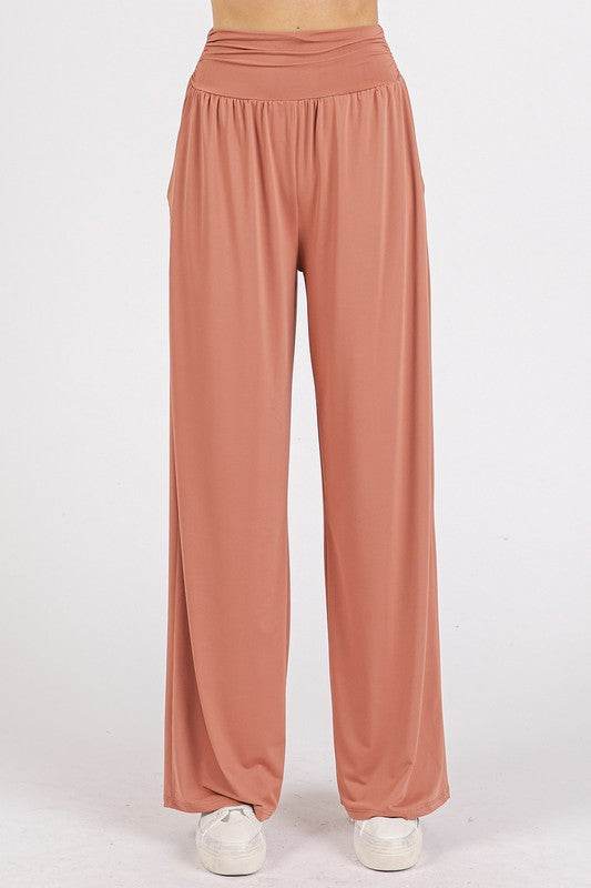 Mittoshop Stretch Banded Waist Wide Leg Pants with Pockets - Shop Style & More | Fresh Looks, Everyday Deals & Free Shipping