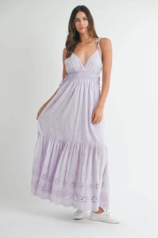 MABLE Eyelet Lace Maxi Dress With Side Strap Details - Shop Style & More | Fresh Looks, Everyday Deals & Free Shipping