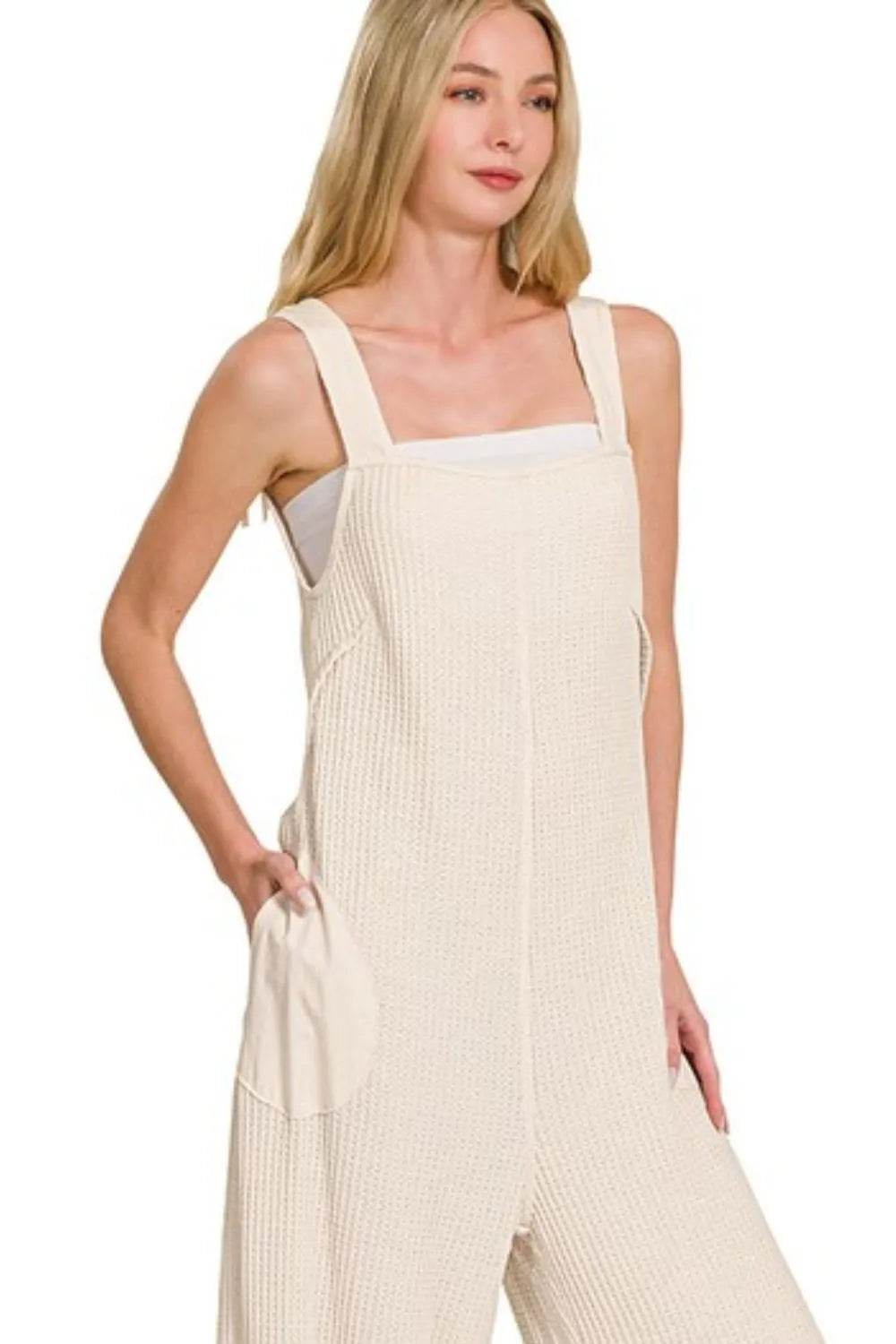 Zenana Knit Waffle Wide Leg Overalls - Shop Style & More | Fresh Looks, Everyday Deals & Free Shipping