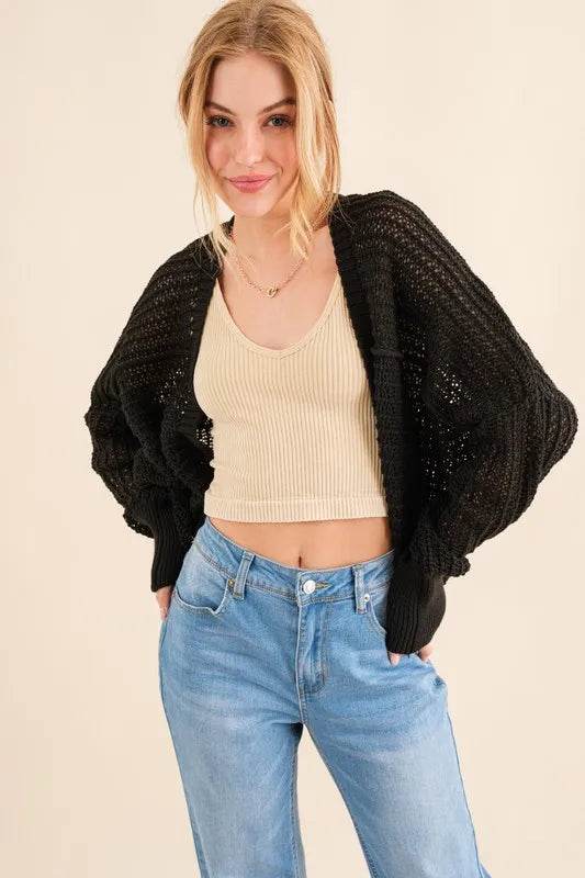 And The Why Fishnet Knitting Bolero Cardigan - Shop Style & More | Fresh Looks, Everyday Deals & Free Shipping