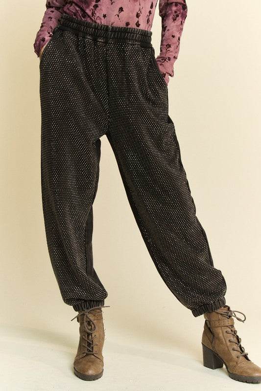 Davi & Dani Rhinestone Elastic Waist Joggers - Shop Style & More | Fresh Looks, Everyday Deals & Free Shipping