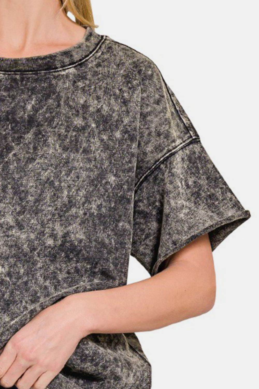 Zenana Rolled Round Neck Short Sleeve T-Shirt - Shop Style & More | Fresh Looks, Everyday Deals & Free Shipping