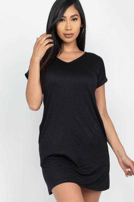 Short Cap Sleeve Pocket Mini T Shirt Dress - Shop Style & More | Fresh Looks, Everyday Deals & Free Shipping