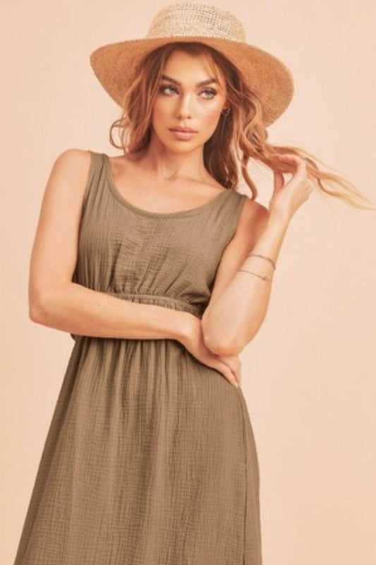 Aemi + Co Side Slit Round Neck Sleeveless Tank Dress - Shop Style & More | Fresh Looks, Everyday Deals & Free Shipping