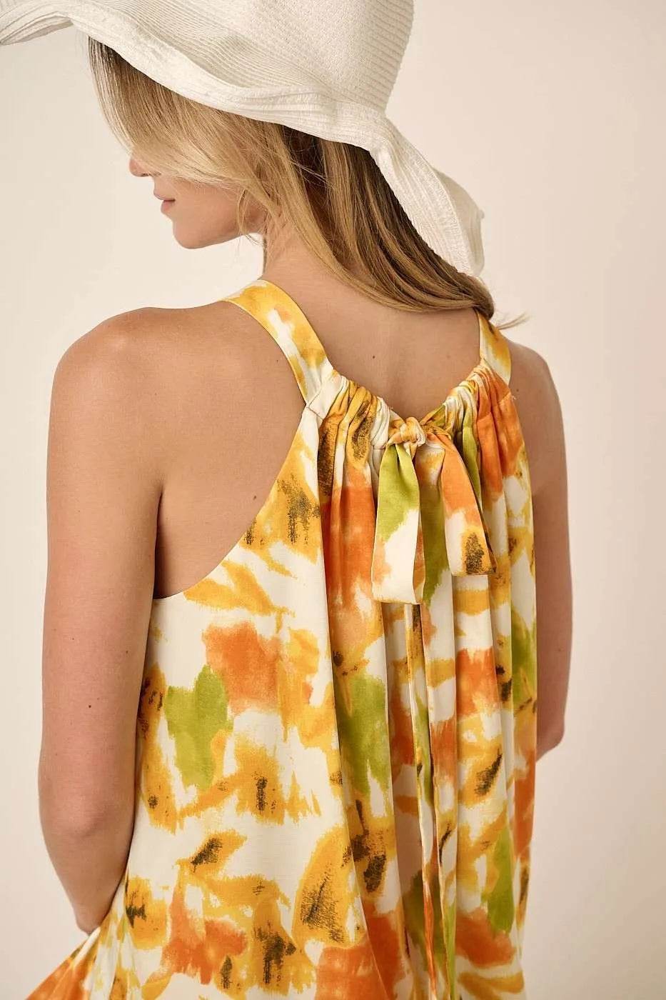 Mittoshop Watercolor Print Halter Neck Satin Maxi Dress - Shop Style & More | Fresh Looks, Everyday Deals & Free Shipping