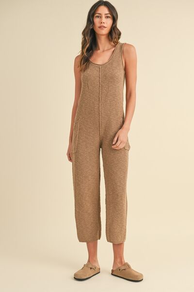 MABLE Sleeveless Knit Crop Jumpsuit with Pockets Jumpsuits