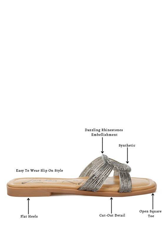 Minople Rhinestones Embellished Flat Sandals - Shop Style & More | Fresh Looks, Everyday Deals & Free Shipping