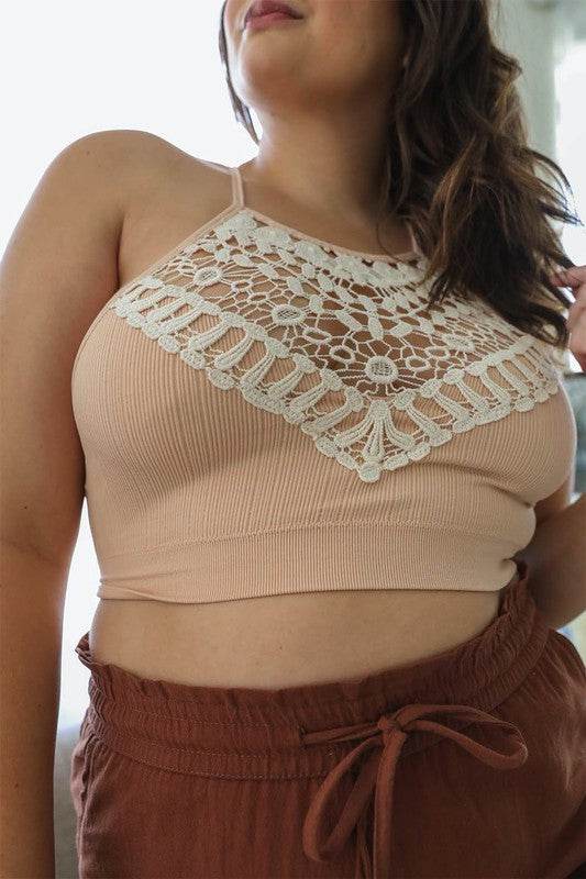 Plus Size Crochet Lace High Neck Bralette - Shop Style & More | Fresh Looks, Everyday Deals & Free Shipping