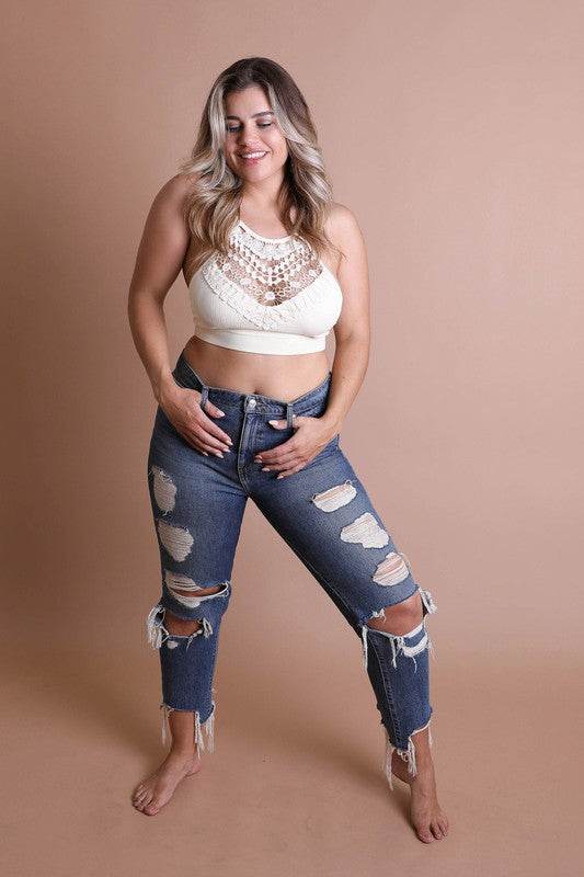 Plus Size Crochet Lace High Neck Bralette - Shop Style & More | Fresh Looks, Everyday Deals & Free Shipping