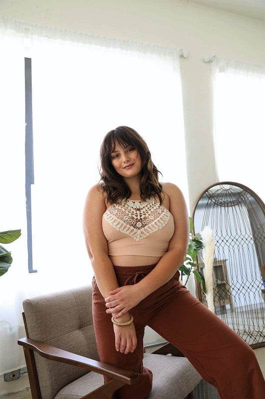 Plus Size Crochet Lace High Neck Bralette - Shop Style & More | Fresh Looks, Everyday Deals & Free Shipping