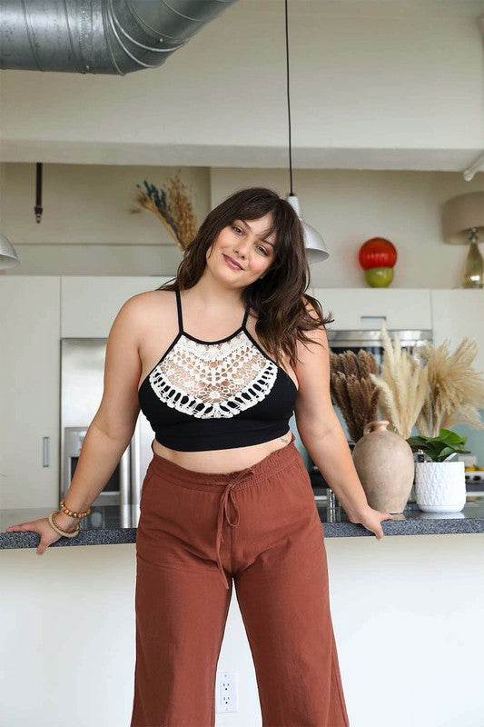 Plus Size Crochet Lace High Neck Bralette - Shop Style & More | Fresh Looks, Everyday Deals & Free Shipping