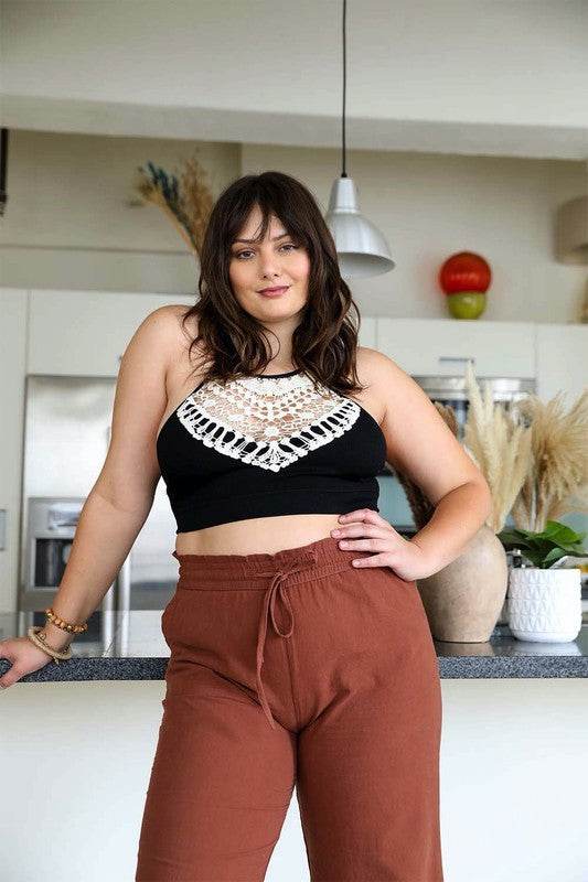 Plus Size Crochet Lace High Neck Bralette - Shop Style & More | Fresh Looks, Everyday Deals & Free Shipping