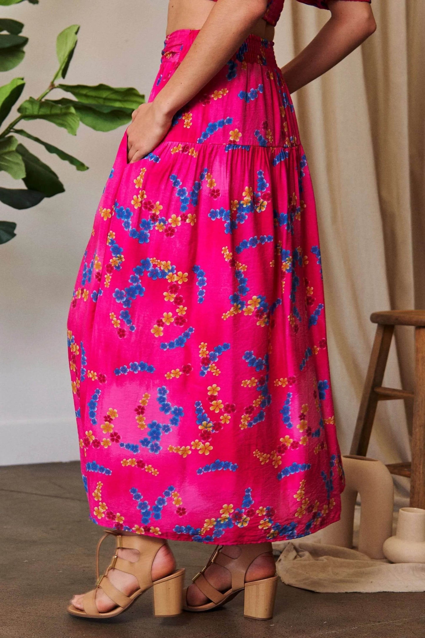 Davi & Dani Printed Smocking Waistband Ruffled Maxi Skirt - Shop Style & More | Fresh Looks, Everyday Deals & Free Shipping