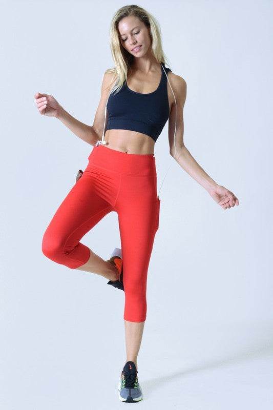 High Waist Tech Pocket Workout Capri Leggings - Shop Style & More | Fresh Looks, Everyday Deals & Free Shipping