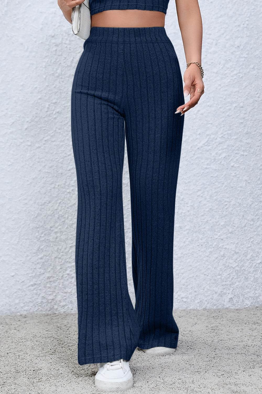 Basic Bae Full Size Ribbed High Waist Flare Pants - Shop Style & More | Fresh Looks, Everyday Deals & Free Shipping
