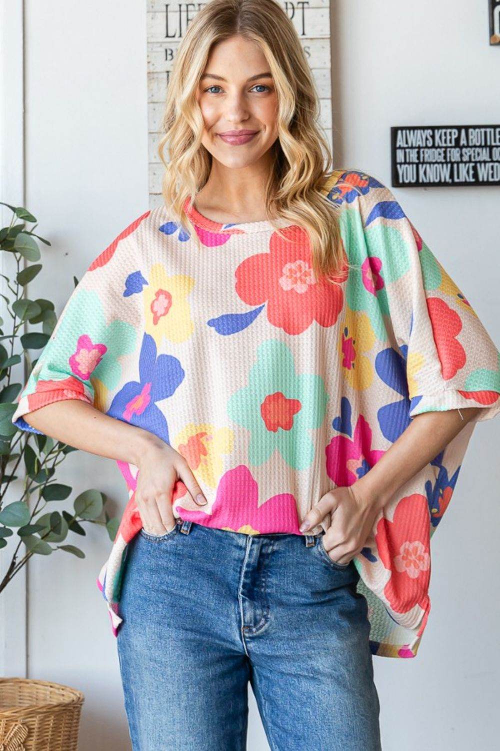 HOPELY Floral Waffle Oversize T-Shirt - Shop Style & More | Fresh Looks, Everyday Deals & Free Shipping