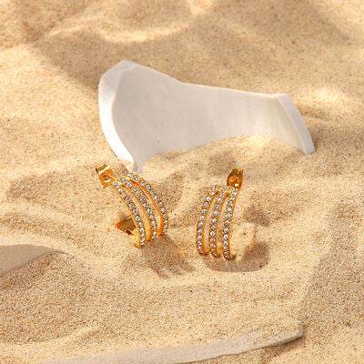 Stainless Steel Inlaid Zircon C-Hoop Earrings - Shop Style & More | Fresh Looks, Everyday Deals & Free Shipping