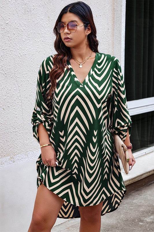 Plus Graphic Print Asymmetric Hem Loose Midi Dress - Shop Style & More | Fresh Looks, Everyday Deals & Free Shipping