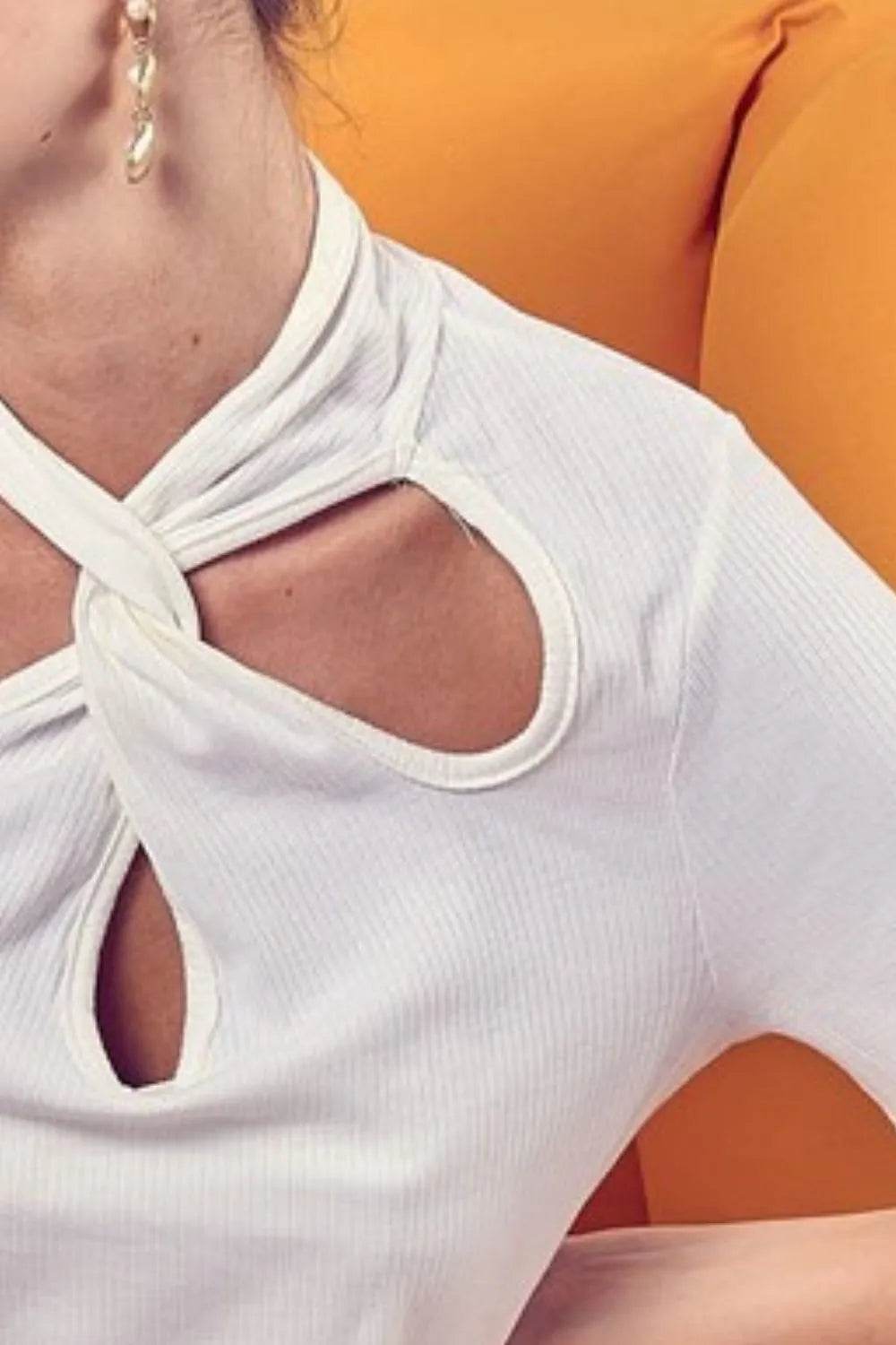 BiBi Soft Rib Knit with Twist Neck Detailed Top - Shop Style & More | Fresh Looks, Everyday Deals & Free Shipping