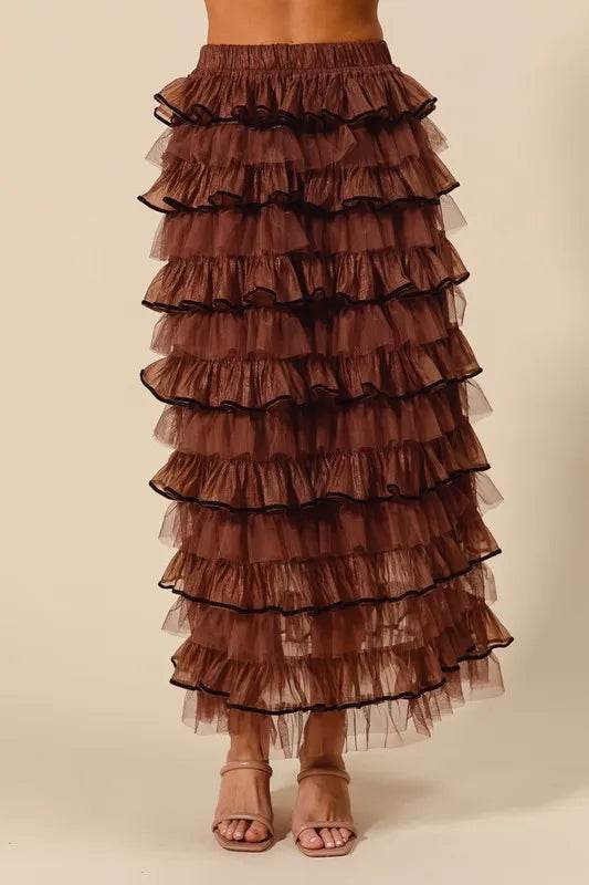 SO ME Layered Ruffled Tulle Maxi Skirt - Shop Style & More | Fresh Looks, Everyday Deals & Free Shipping