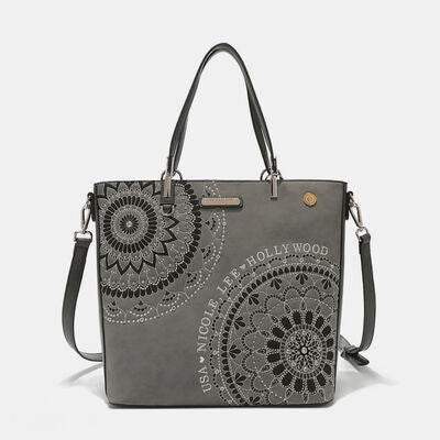 Nicole Lee USA Metallic Stitching Embroidery Inlaid Rhinestone Tote Bag - Shop Style & More | Fresh Looks, Everyday Deals & Free Shipping