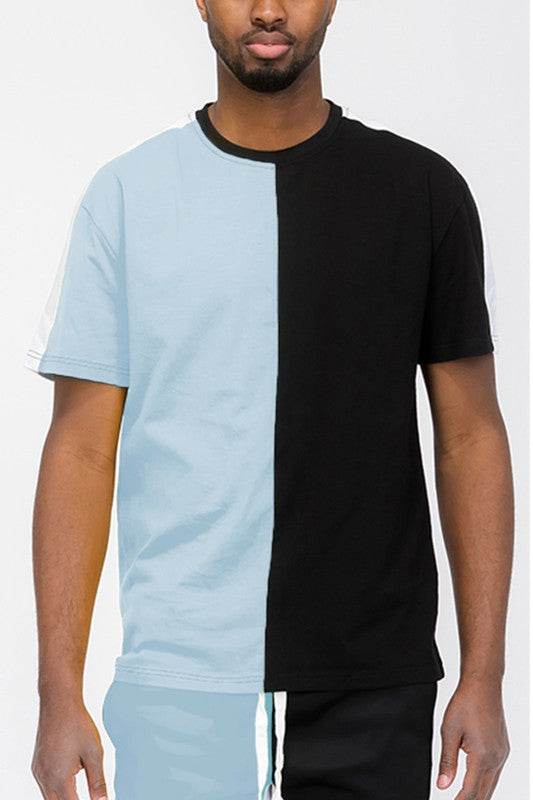 TWO TONE COLOR BLOCK SHORT SLEEVE TSHIRT - Shop Style & More | Fresh Looks, Everyday Deals & Free Shipping