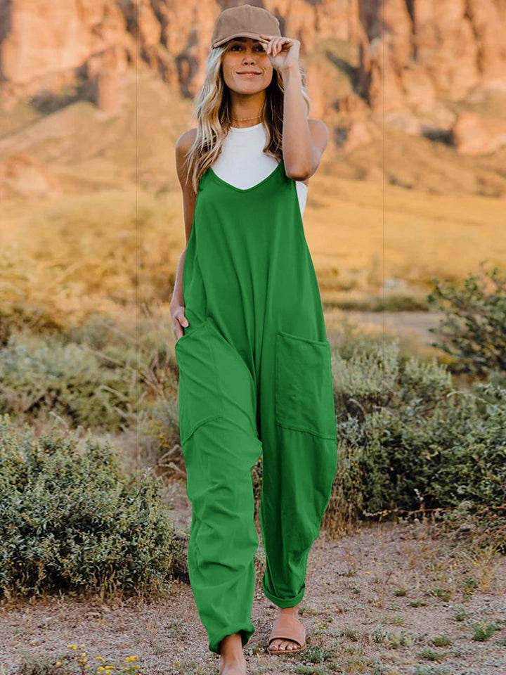 Double Take Full Size Sleeveless V-Neck Pocketed Jumpsuit - Shop Style & More | Fresh Looks, Everyday Deals & Free Shipping