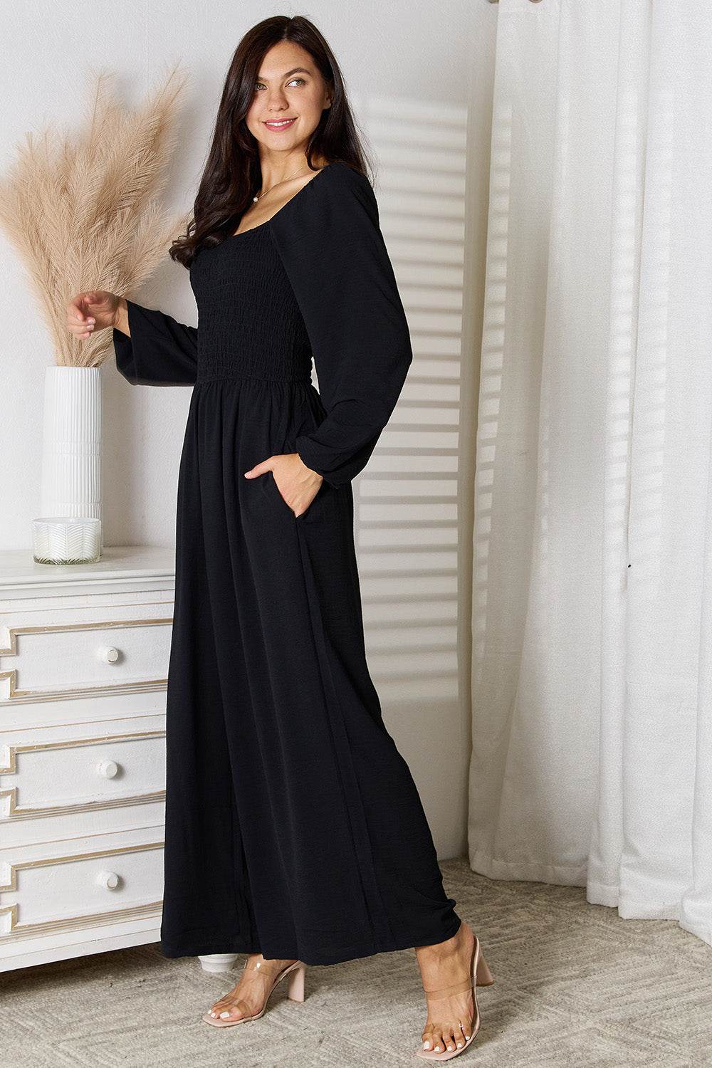 Double Take Square Neck Jumpsuit with Pockets - Shop Style & More | Fresh Looks, Everyday Deals & Free Shipping