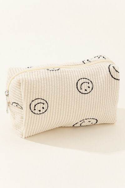 Zenana Smiley Face Corduroy Cosmetic Pouch - Shop Style & More | Fresh Looks, Everyday Deals & Free Shipping